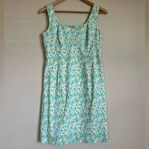 Lilly Pulitzer VTG Floral Green & Blue Sleeveless Lined Mini Dress!